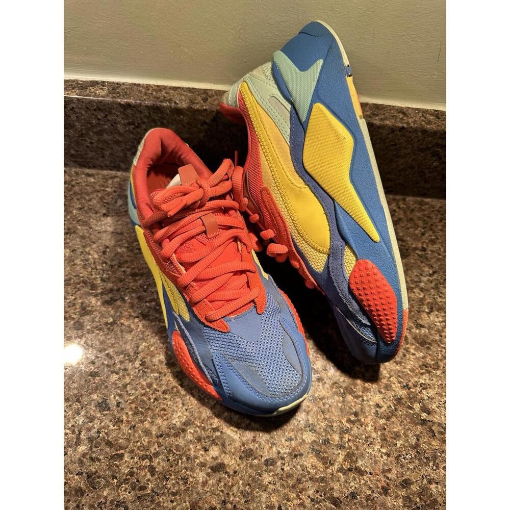 PUMA RS-X3 Puzzle Shoes women Sz 39 - 8.5 Palace Blue Yellow Meadowlark Sneakers